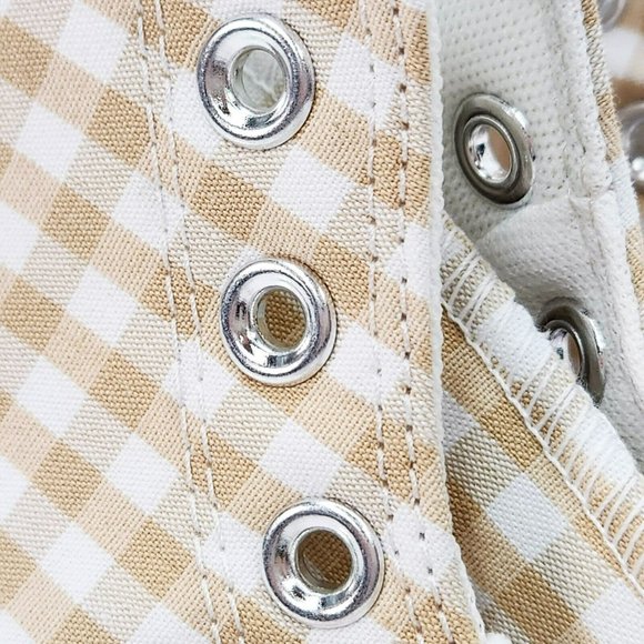 Converse Run Star Hi Platform Shoes Women's  Beige White Plaid Canvas A05999C - Picture 4 of 8